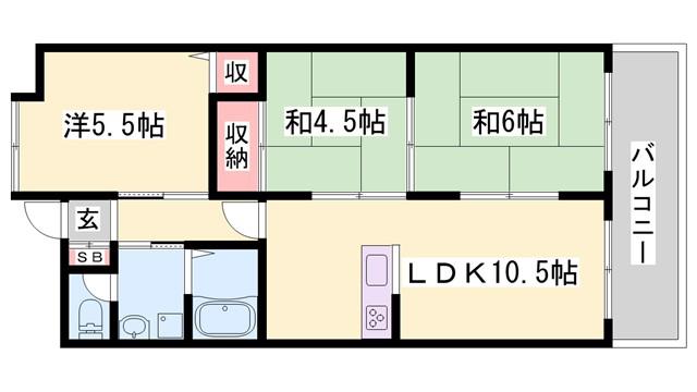 ビューハーモニー(2LDK/3階)の間取り写真