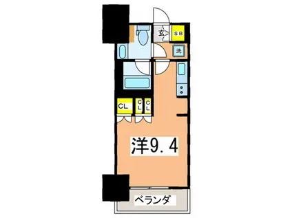 パークアクシス横濱関内SQUARE(ワンルーム/8階)の間取り写真