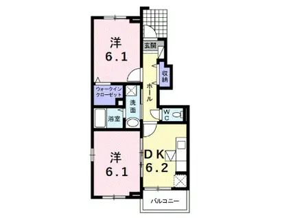 エアリーヒルIII(2DK/1階)の間取り写真