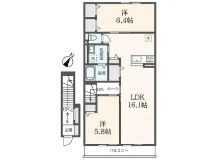 ハイムレトア高田町(2LDK/2階)の間取り写真