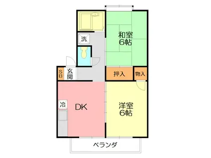 コートハイム第2(2DK/1階)の間取り写真