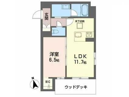 ユイマールIII(1LDK/1階)の間取り写真