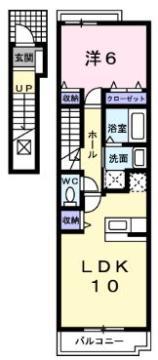 グランデ パラッツオII(1LDK/2階)の間取り写真