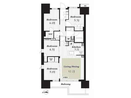 ルネ八王子トレーシア(4LDK/10階)の間取り写真