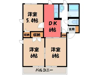 ラグラシューズC(3DK/2階)の間取り写真