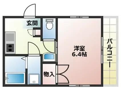 ヘーベルコート(1K/2階)の間取り写真