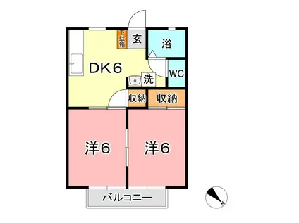 サンビレッジ大熊A棟(2DK/1階)の間取り写真