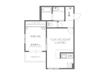 LA VIE CHOUCHOU 大町(1LDK/1階)の間取り写真