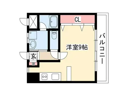 ミラシオン古渡(1DK/2階)の間取り写真