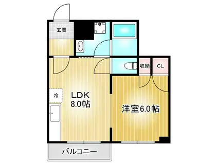 中京第3ビル(1LDK/5階)の間取り写真