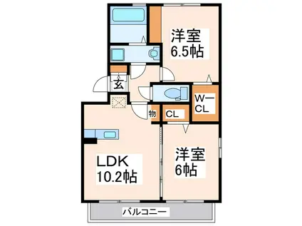 さくらそう 世安一号館(2LDK/3階)の間取り写真