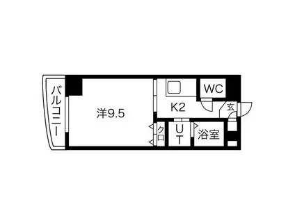 ライジングヴィラ葵(1K/6階)の間取り写真