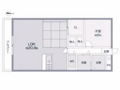 高畑T-1マンション(1LDK/3階)の間取り写真
