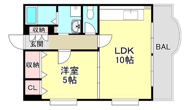 ビエント六甲III(1LDK/4階)の間取り写真