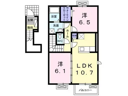 グラス ガーデン(2LDK/2階)の間取り写真
