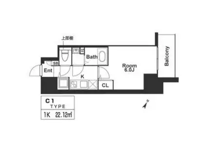 エスリード神戸三宮(1K/12階)の間取り写真