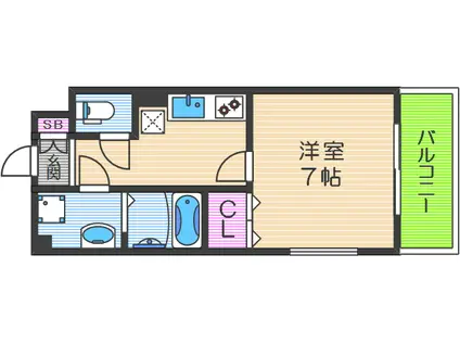 ブルーコート(1K/2階)の間取り写真