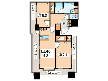 シルエタワーヨコハマ(2LDK/16階)の間取り写真