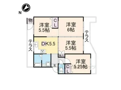 円明寺ヶ丘第1第1棟(4DK/1階)の間取り写真