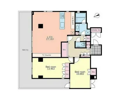 プラチネサンク(2LDK/2階)の間取り写真