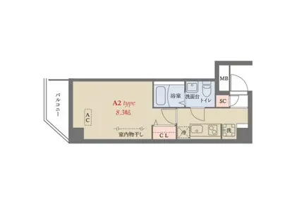 グランジット梅屋敷(1K/3階)の間取り写真