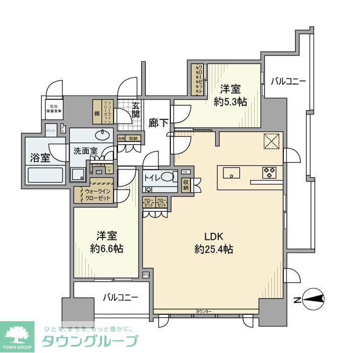 クラッシィハウス大手町ザ・スイート(2LDK/12階)の間取り写真