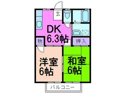 タテノハイツC棟(2DK/1階)の間取り写真