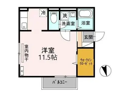 アザレアコートアミカ A棟(ワンルーム/2階)の間取り写真