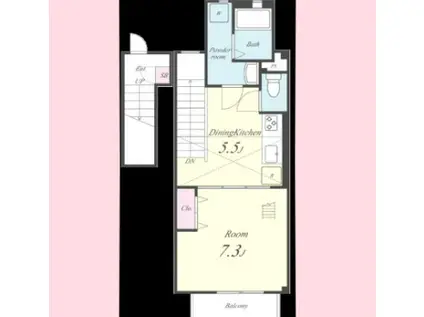 エバーパティオHA(1DK/2階)の間取り写真