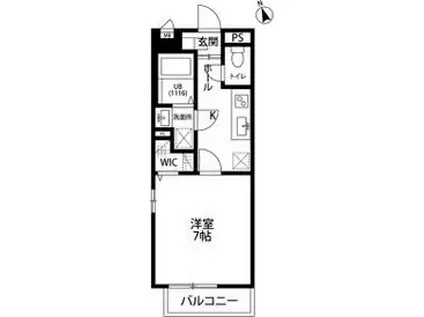 アムール ロイヤル(1K/2階)の間取り写真