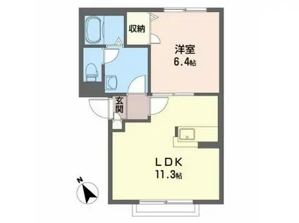 マウントフィールドD(1LDK/2階)の間取り写真