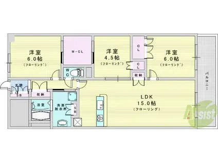 ライオンズ三国(3LDK/7階)の間取り写真