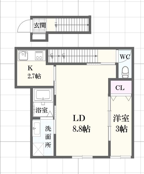 ボヌール妻鹿駅前(1LDK/2階)の間取り写真