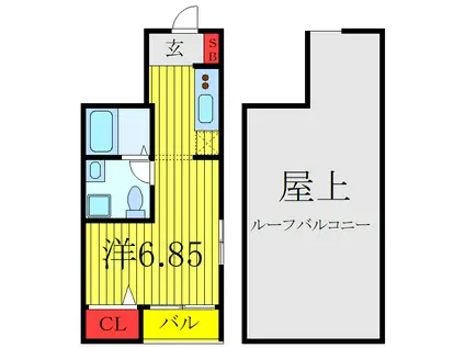 キュリオスコート西尾久(ワンルーム/4階)の間取り写真