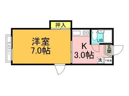 ウィング牛田(1K/1階)の間取り写真