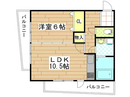 キャニスコート(1LDK/6階)の間取り写真