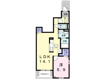 アメニティ コートⅠ(1LDK/1階)の間取り写真