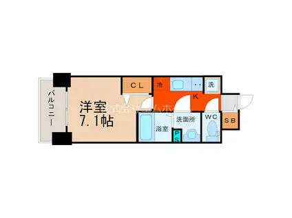 プレサンスNAGOYAファスト(1K/7階)の間取り写真