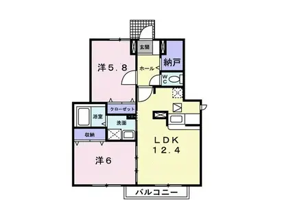 アーバンコートII・A(2LDK/1階)の間取り写真