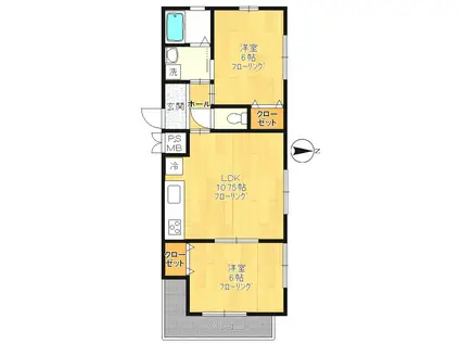 ハイツアザレア(2LDK/2階)の間取り写真