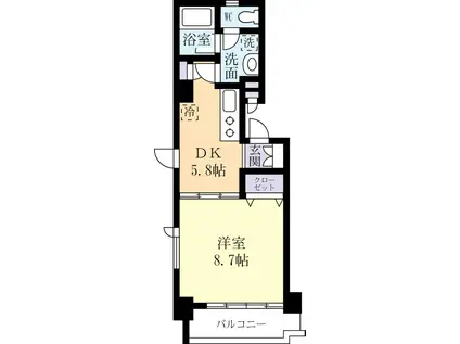 グリーンヒルみらい(1DK/4階)の間取り写真