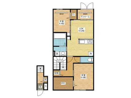 ベルリード ルミナス(2LDK/2階)の間取り写真