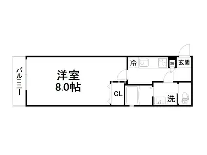アンシェンヌ紫竹(1K/2階)の間取り写真