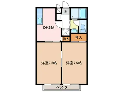 サンライフ内川(2DK/1階)の間取り写真