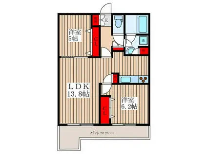 プラザタワー勝どき(2LDK/33階)の間取り写真