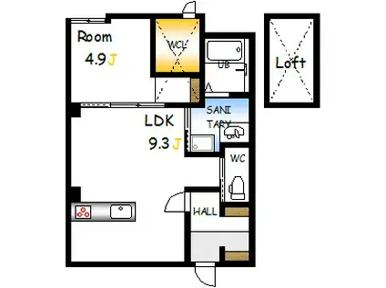 D-RESOOT.イースト(1LDK/1階)の間取り写真