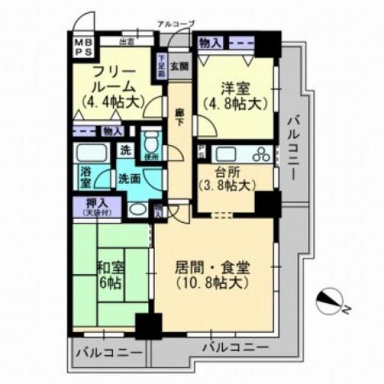 ファミールタワープラザ岡山イーストタワー(3LDK/24階)の間取り写真