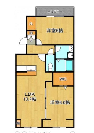 パルティーレ戸坂(2LDK/2階)の間取り写真