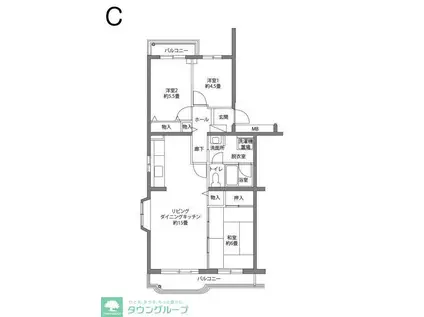シーブリーズ金沢(3LDK/2階)の間取り写真