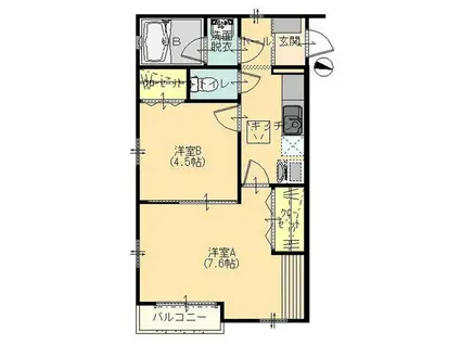 グリーンハイツ(2K/2階)の間取り写真